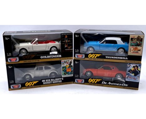 Motor Max Boxed 1:24 Scale James Bond Collection Vehicle Group, to include Thunderball 1964 1/2 Ford Mustang, On Her Majesty'