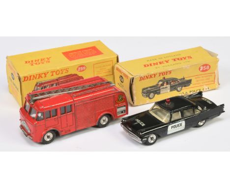 Dinky Toys, a pair of Emergency Vehicles to include, (1) Dinky 258 "USA Police" Car - Ford Fairlane - Black body, ivory inter