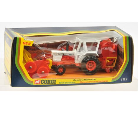 Corgi 1112 David Brown 1412 Tractor (Combine Harvester), finished in white, red including hubs, black roof, clear windows wit