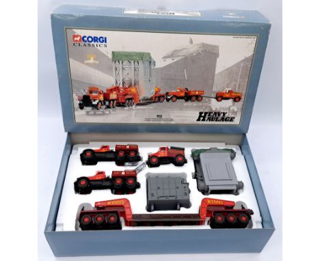 Corgi Boxed 1:50 Scale Heavy Haulage 31009 Diamond T Ballast (x2) 24 Wheel Girder Trailer with Boiler Load and Scammell Highw
