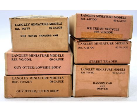 Langley 1:76 Scale White Metal Model Kits, to include Hansom Cab with Driver, Guy Otter/Lowside Body Lorry, and others, conte