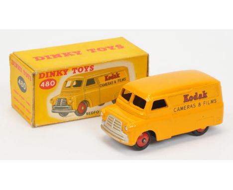 Dinky Toys No.480 Bedford 10cwt Van "Kodak", Yellow body, silver trim, red rigid hubs, condition appears to be Good Plus, wit