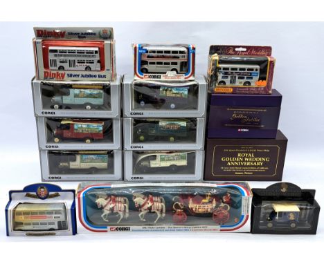 Corgi, Dinky, Matchbox, Lledo Boxed UK Royal Group, to include Lledo Westminster Editions 24 Carat Gold Plated Royal Golden W