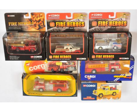 Corgi, a mixed boxed group of Fire Related Vehicles to include, Corgi Fire Heroes, Corgi 2029 Mack Fire Pumper, Corgi 1185 Ma