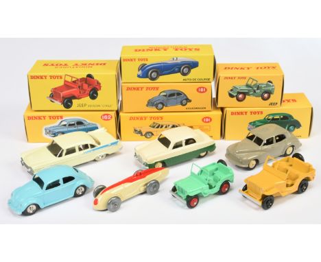 Dinky Toys (Atlas Editions) Group Of 7 To Include - 23A Auto De Course Racing Car - cream and red, 181 Volkswagen Saloon (Bee