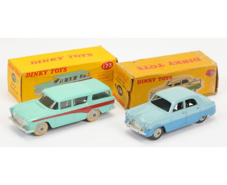 Dinky Toys Boxed Car Pair, to include 173 Nash Rambler Turquoise body, maroon side flashes, silver trim and Grey rigid hubs w
