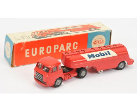 CIJ No.4/70 Tracteur Saviem "Mobil", red, white, cast hubs, black treaded tyres, condition appears to be Good Plus, within Go
