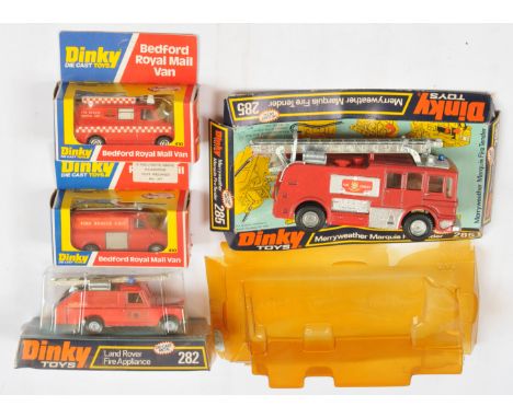 Dinky, a mixed boxed Fire related group to include, (1) Dinky 282 Land Rover Fire Appliance, (2) Dinky 285 Merry weather Marq