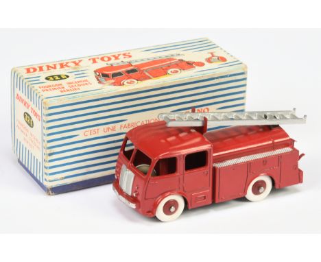 French Dinky Toys 32E Berliet Fire Engine - Red including convex hubs with white tyres (some REPLACEMENT)&nbsp; - Good Plus t