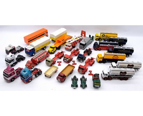 Corgi &amp; Dinky Unboxed Commercial Group, to include Big Bedford Tractor Unit "Mobilgas", Berliet Crane Fruehauf Discharge 