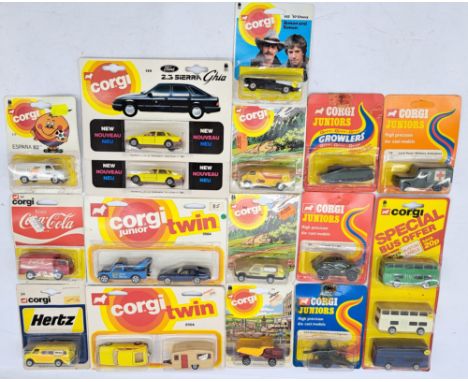 Corgi Juniors Blister Pack Vehicle Group, to include 129 Ford 2.3 Sierra Ghia, 152 Simon &amp; Simon '57 Chevy, and others, c