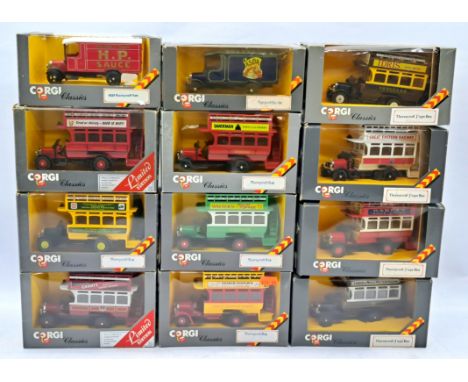 Corgi Classics Boxed Thornycroft Group, to include buses and vans, although unchecked for completeness, conditions generally 