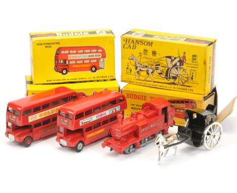 Budgie Toys Boxed Mixed Vehicle Group, to include No.224 Railway Engine (with moving con. rods), A.E.C. Routemaster 64 Seater