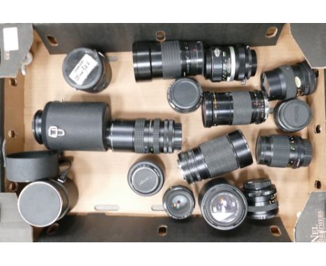 A collection of Bayonet fitting Camera Lens to include: Kiron 28-85mm , Sigma 70-210 1:4-5.6, Canon EF 50mm 1:1.8,Canon FD 50