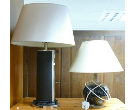 Stoneware Pottery Lamp : together with similar item(2)