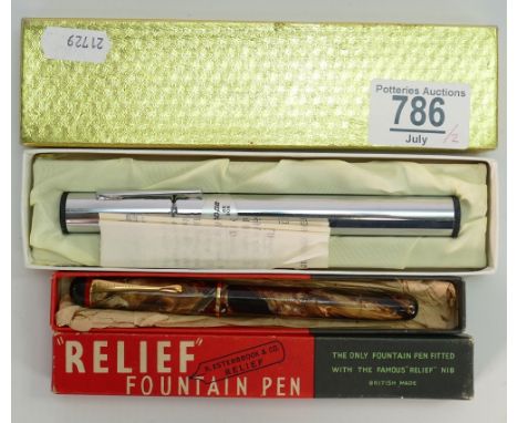 Vintage Relief fountain pen and combination telescope &amp; microscope: both boxed. (2)