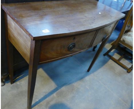 Early 19th Century Mahogany Bow Fronted 2 drawer side table: width 107cm, depth 48cm and height 89cm