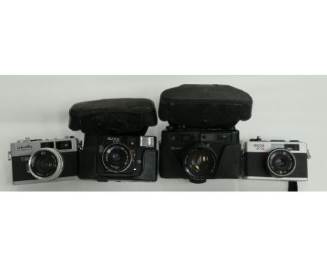 A collection of  35mm Film Camera to include: Minolta HI-Matic E, Ricoh 35FM, Konica C35, Yashica G electro 35(4)