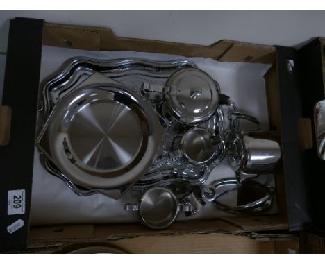 collection of Old Hall stainless steel items to include: tea service, tray and cake stand etc.(11)