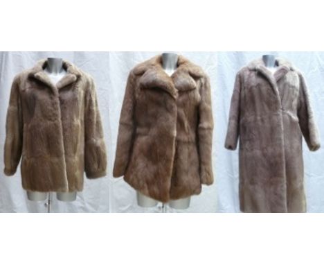 Group of fur Coats: to include A Musquash fur ladies JacketSize 12, A blonde Musquash fur ladies Coat, Size 12, full length &