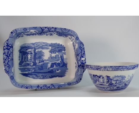Spode imperial cook ware blue Italian patterned mixing bowl: casserole dish (2)
