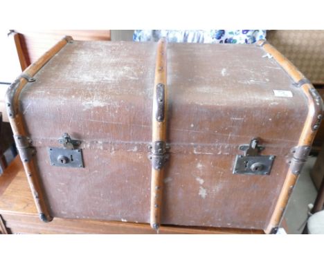 Canvas &amp; Wood Brass Locking Travel Trunk:
