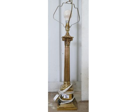 20th Century Brass column table light: