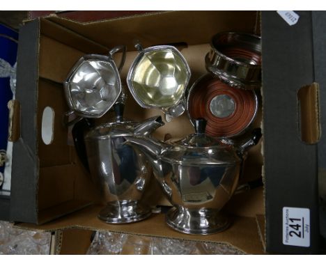 A collection of Silver plated vintage items including: tea service