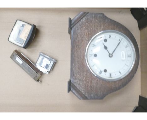 1930's Oak Mantle Clock, Ronson lighters and Hohner Harmonica: