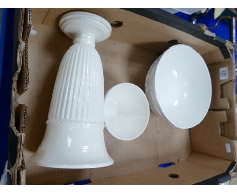 Wedgwood Queensware large cream vase: similar windsor patterned smaller items, and Spode embossed fruit bowl