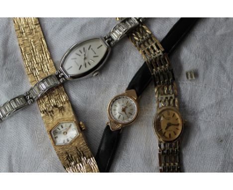 A Lady's silver gilt wristwatch, the gilt dial with batons inscribed "Rotary" on a silver gilt strap together with a Lady's w