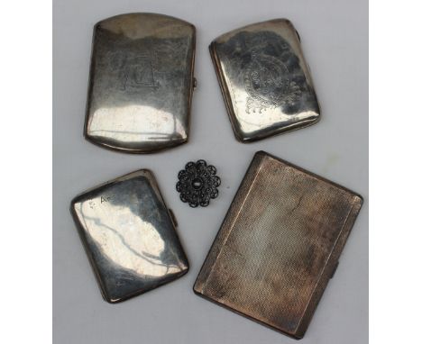 A George VI silver cigarette case of rectangular form with engine turned decoration, Birmingham, 1940, Adie Brothers Ltd, tog