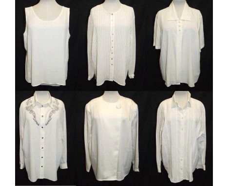 Liz Claiborne Cream Vest Top, Liz Claiborne Cream Blouse with pleated front, St Bernard Cream Short Sleeved Blouse, Ravens Cr