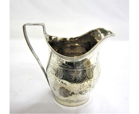 Georgian Silver Helmet Shaped Bright Cut Engraved Milk Jug, London 1802 