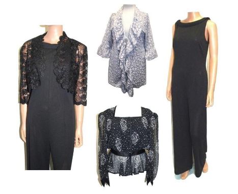 James Lakeland Silver Evening Jacket, Parigi Black Evening Blouse size 12, Modern Woman Black Jump Suit size 14 &amp; Black L