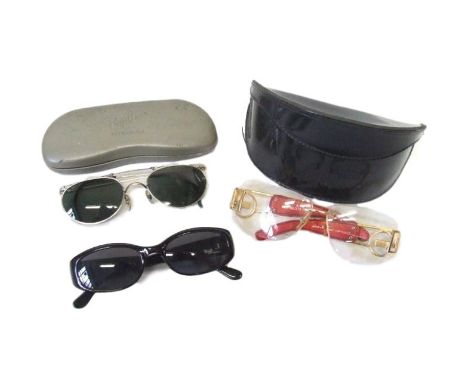 Pair Ray-Ban Titanium Sunglasses (damage to frame) in case, Pair Salvatore Ferragamo Glasses in case &amp; Pair Unnamed Sungl