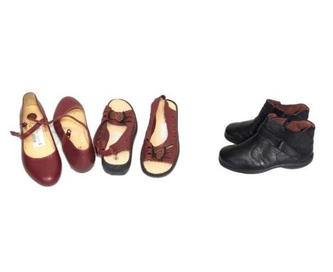 Pair As New Ladies Easy B Black Leather Ankle Boots size 6 4E, Pair Ladies Clarks Dark Red Active Air Shoes size 6 &amp; Pair