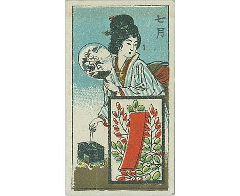 ORIENTAL, Playing Card, girl in blue & white striped kimono (inset symbol), Gold Coin back, VG