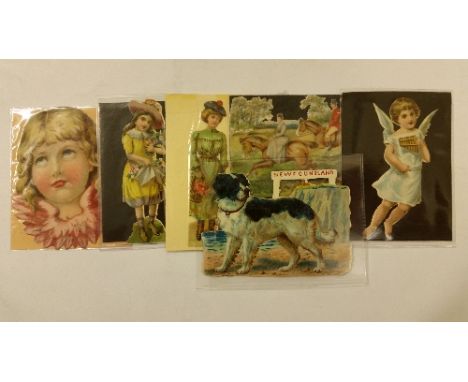 SCRAPS, mixed selection, inc. teddy bears, dogs, horses, girls' heads, children (in costume, with wings), wild animals, pigeo