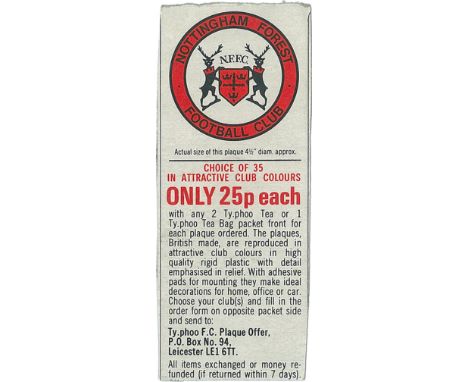 TYPHOO, Football Club Badges, package issue, uncut (9), with leaflet (rare), FR to VG, 18+