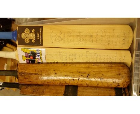 CRICKET, inc. full-size bats (4), signed (2), Peter Moore Benefit (23 signatures); framed (7), Surrey CCC (24 sigs) & unsigne