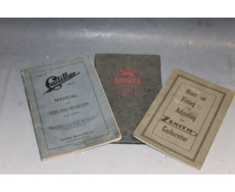 THREE MOTOR ENGINE MANUALS to include 'Type 53 Cadillac Eight Manual of Care and Operation', Cadillac Motor Car Co. Fifth Edi