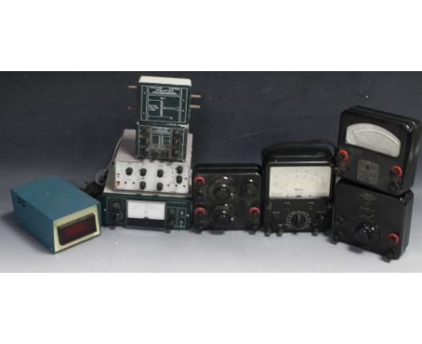 A QUANTITY OF VARIOUS ELECTRIC METERS, to include a Galvanometer, a filter oscillator, a Sullivan DC Detector, etc 