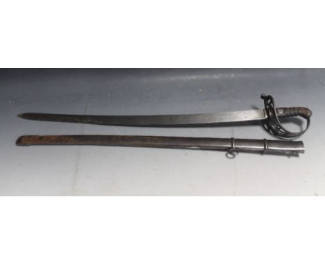 AN AUSTRIAN MODEL 1869 CAVALRY SWORD, with broad Blade, fullered to one side and plain to the other, stamped 'Striberny'. Lea