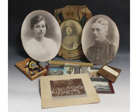 A WORLD WAR ONE WAR MEDAL AND VICTORY MEDAL, marked "117067 Pte W. Briscoe Notts & Derby R" with ribbons, and a war medal mar