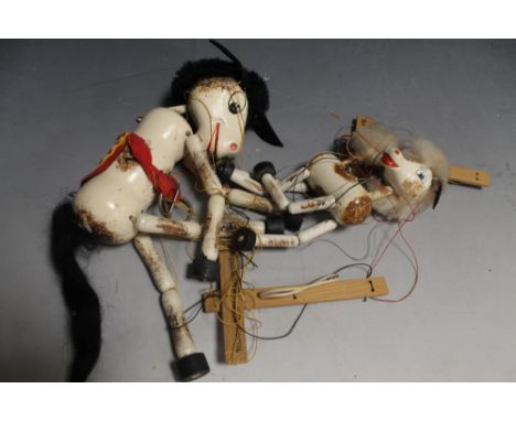 TWO VINTAGE PELHAM PUPPET HORSES