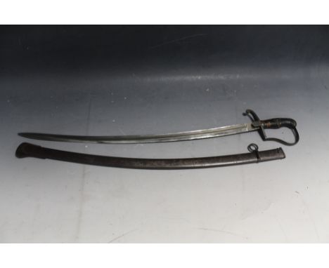 A 19TH CENTURY CAVALRY SABRE, in steel scabbard