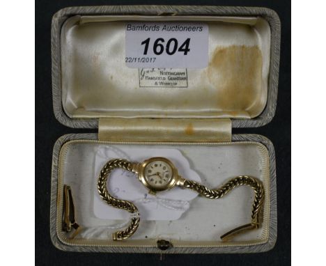 A lady's 9ct gold Rotary watch with integral bracelet strap 