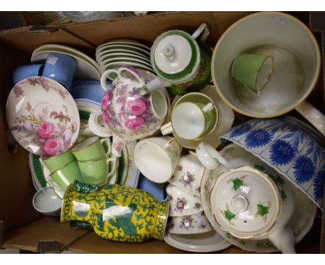 Ceramics - a Royal Copenhagen set of six coffee cups and saucers; a Colclough teapot; a Villeroy and Boch trinket pot and cov