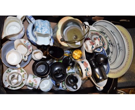 Ceramics and tableware - a Mason's Ironstone Java mantel clock; a late Victorian biscuit barrel, floral decoration; three Wed